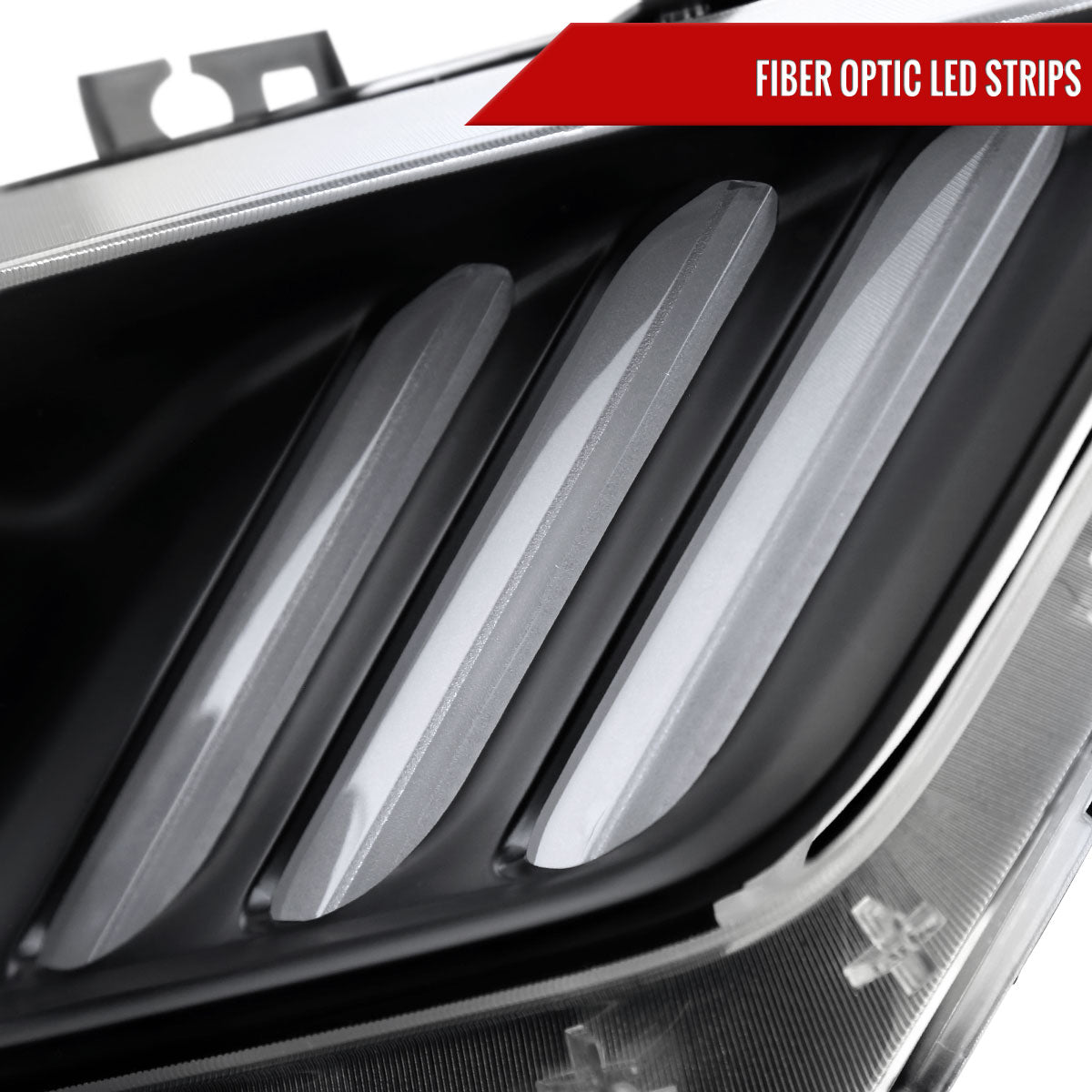 2015-2017 Ford Mustang / 2018-2020 Mustang Shelby LED Strip Xenon HID Projector Headlights - Passenger Side Only (Matte Black Housing/Clear Lens)
