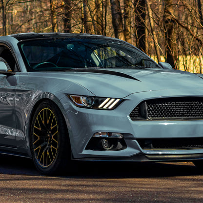 2015-2017 Ford Mustang / 2018-2020 Mustang Shelby LED Strip Xenon HID Projector Headlights - Passenger Side Only (Matte Black Housing/Clear Lens)
