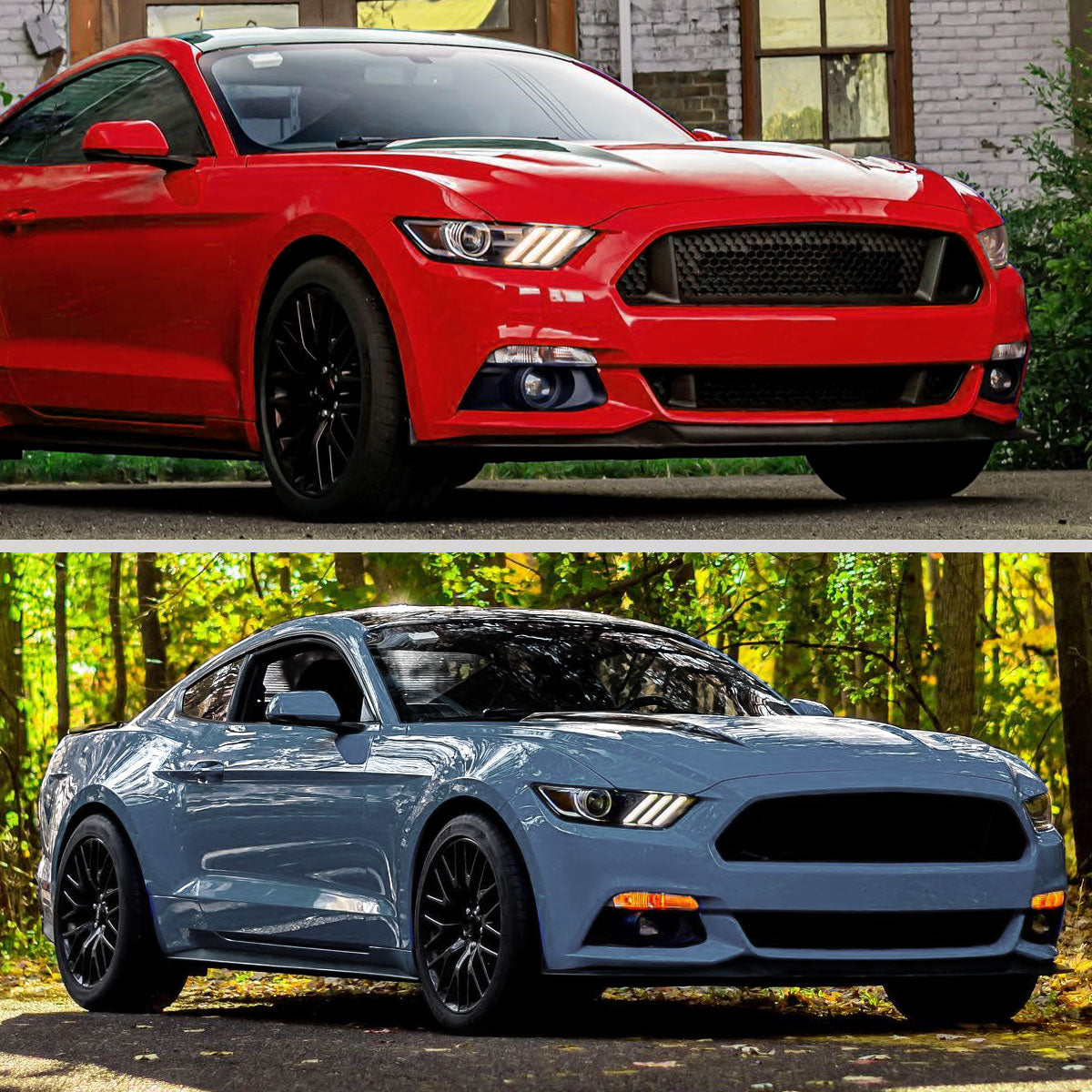 2015-2017 Ford Mustang / 2018-2020 Mustang Shelby LED Strip Xenon HID Projector Headlights - Passenger Side Only (Matte Black Housing/Clear Lens)