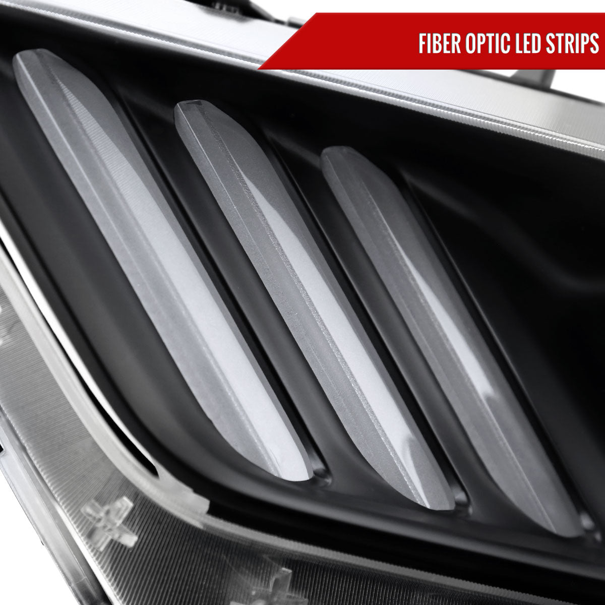 2015-2017 Ford Mustang / 2018-2020 Mustang Shelby LED Strip Xenon HID Projector Headlights (Matte Black Housing/Clear Lens)