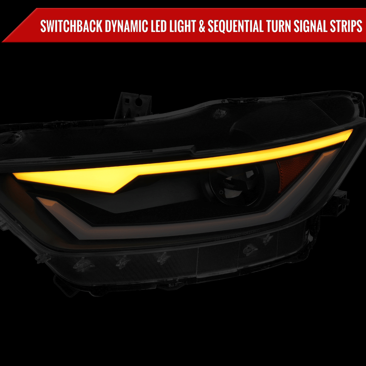 2015-2017 Ford Mustang HID/Xenon Switchback Sequential LED Turn Signal Projector Headlights (Matte Black Housing/Clear Lens)
