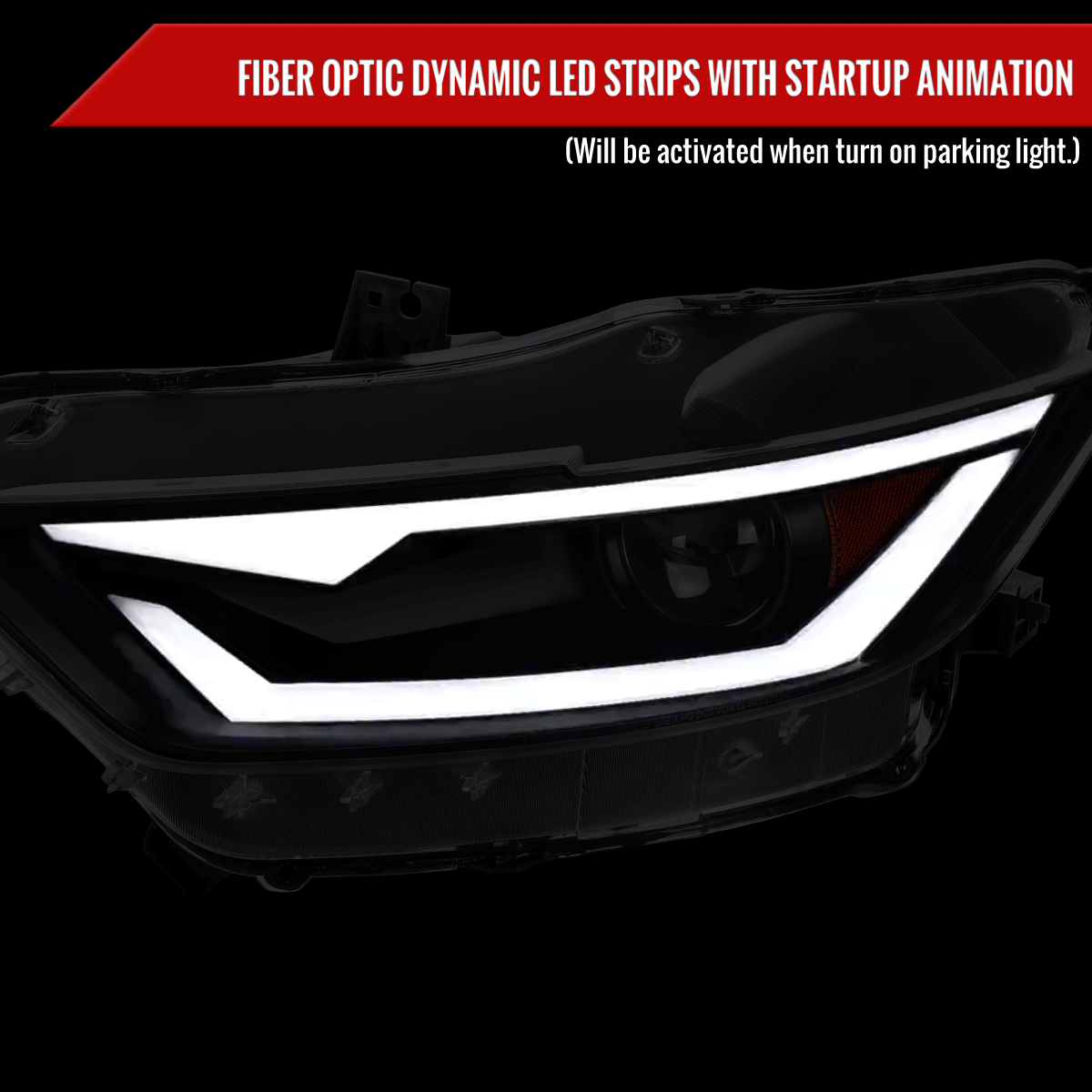 2015-2017 Ford Mustang HID/Xenon Switchback Sequential LED Turn Signal Projector Headlights (Matte Black Housing/Clear Lens)