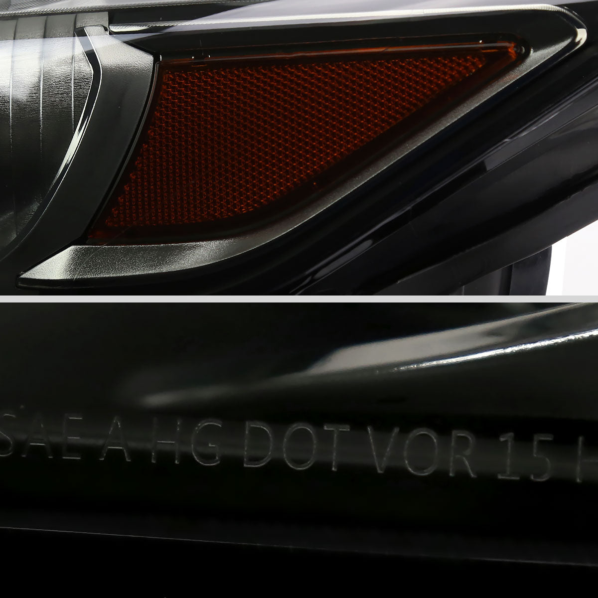 2015-2017 Ford Mustang / 2018-2020 Mustang Shelby LED Strip Xenon HID Projector Headlights (Black Housing/Smoked Lens)