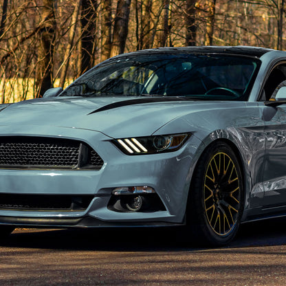 2015-2017 Ford Mustang / 2018-2020 Mustang Shelby LED Strip Xenon HID Projector Headlights (Black Housing/Smoked Lens)