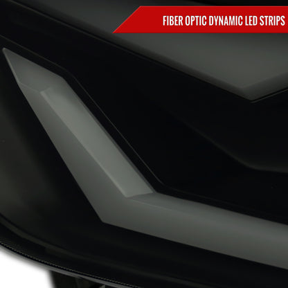 2015-2017 Ford Mustang / 2018-2020 Mustang Shelby LED Bar Xenon HID Projector Headlights (Black Housing/Smoked Lens)