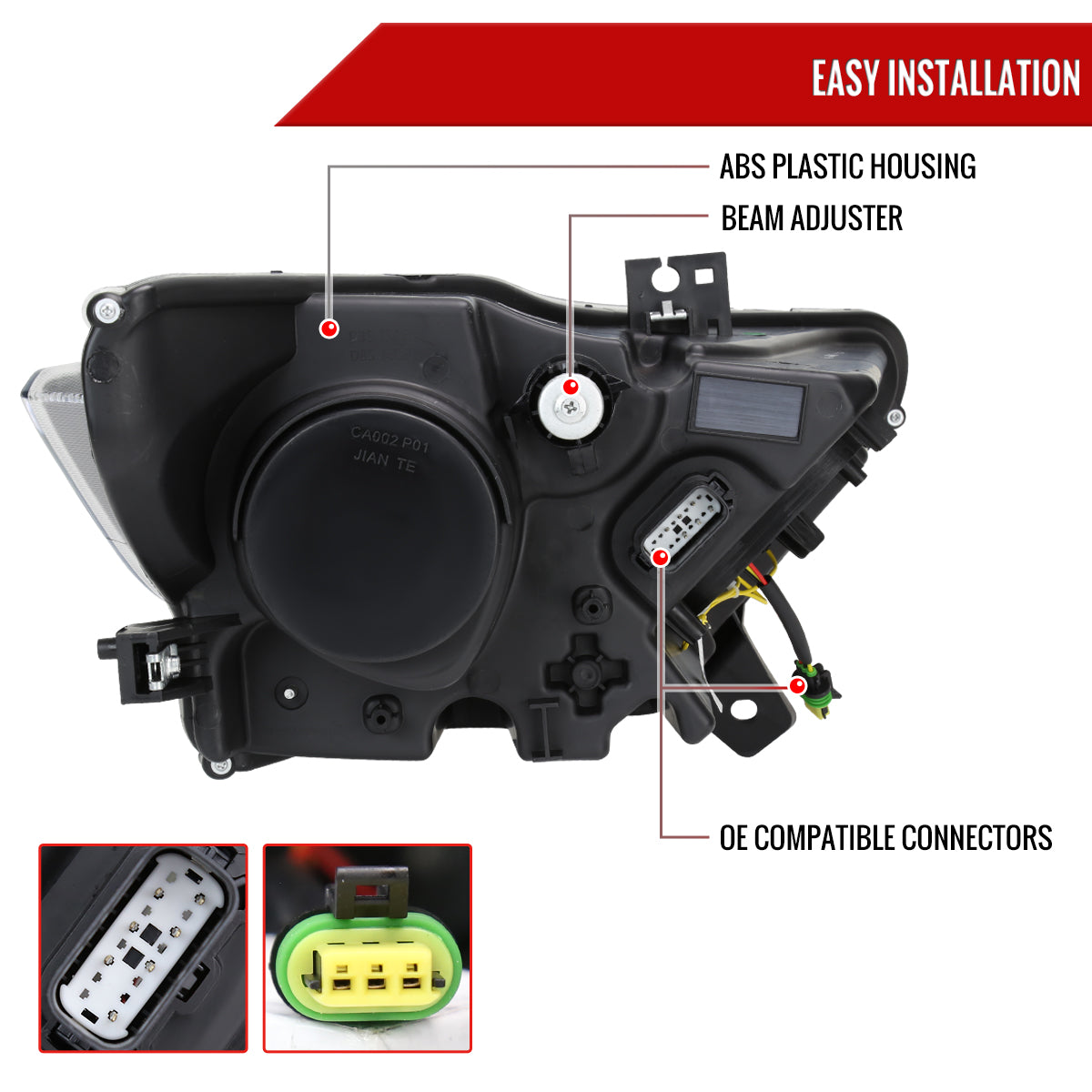 2015-2017 Ford Mustang HID/Xenon Switchback Sequential LED Turn Signal Projector Headlights (Matte Black Housing/Smoked Lens)