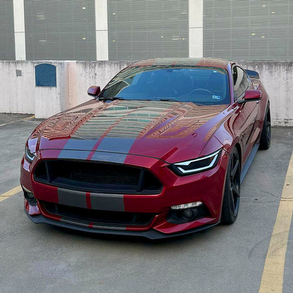 2015-2017 Ford Mustang/2018-2020 Mustang Shelby HID/Xenon Switchback Sequential LED Turn Signal Projector Headlights (Matte Black Housing/Smoked Lens)