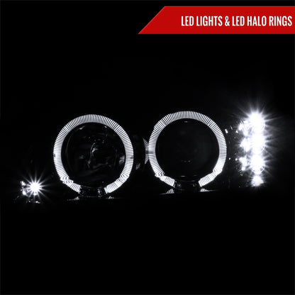 1999-2004 Ford Mustang Dual Halo Projector Headlights (Glossy Black Housing/Smoked Lens)