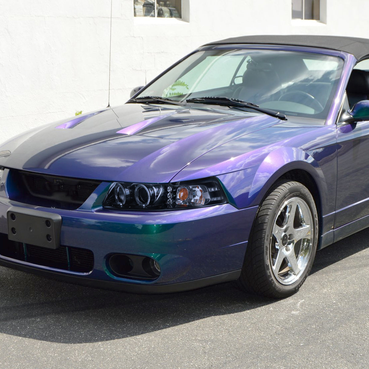 1999-2004 Ford Mustang Dual Halo Projector Headlights (Glossy Black Housing/Smoked Lens)