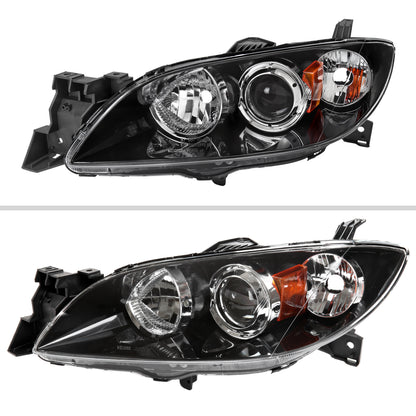 2004-2009 Mazda 3 Sedan Projector Style Headlights (Matte Black Housing/Clear Lens)