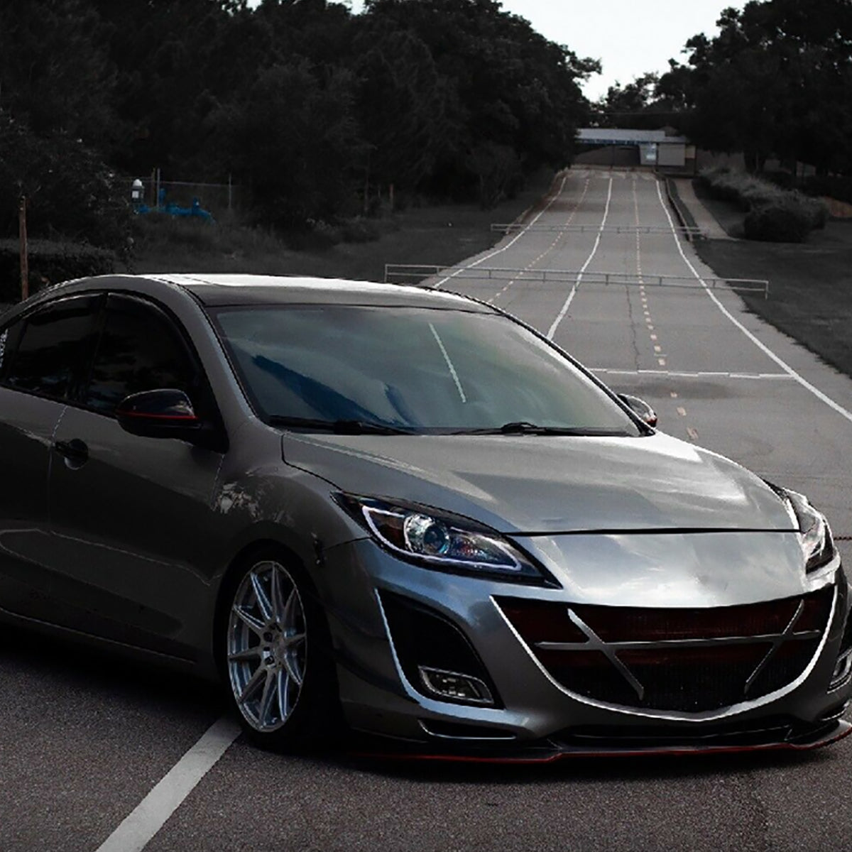 2010-2013 Mazda 3 Projector Headlights w/ LED Light Strip (Matte Black Housing/Clear Lens)