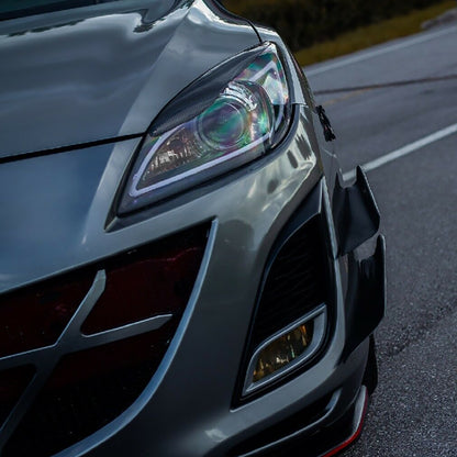 2010-2013 Mazda 3 Projector Headlights w/ LED Light Strip (Matte Black Housing/Clear Lens)