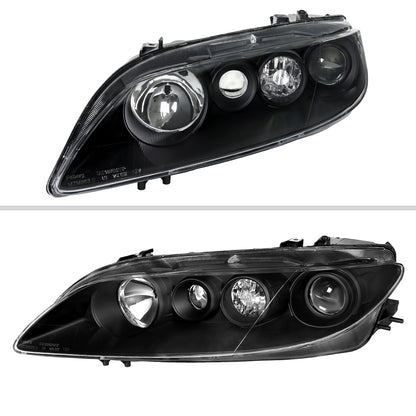 2003-2005 Mazda 6 Factory Style Projector Headlights (Matte Black Housing/Clear Lens)