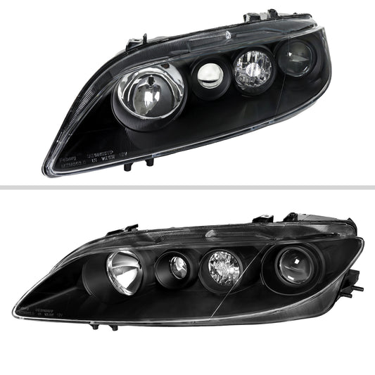 2003-2005 Mazda 6 Factory Style Projector Headlights (Matte Black Housing/Clear Lens)