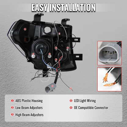 2005-2007 Nissan Pathfinder/ 2005-2008 Frontier Dual Halo Projector Headlights (Jet Black Housing/Clear Lens)