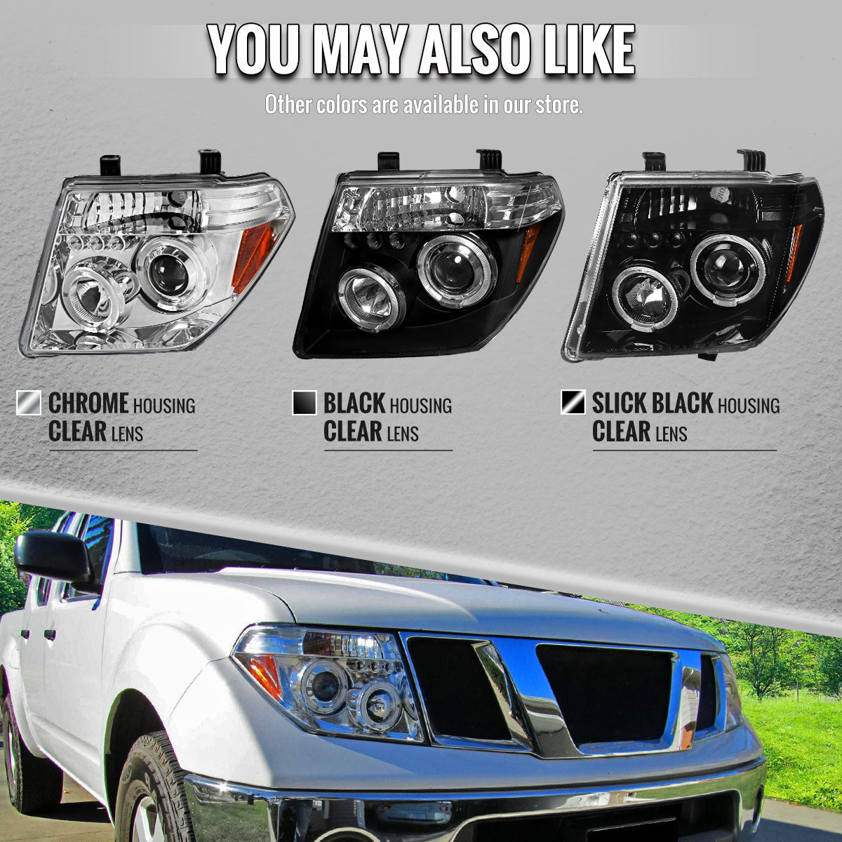 2005-2007 Nissan Pathfinder/ 2005-2008 Frontier Dual Halo Projector Headlights (Jet Black Housing/Clear Lens)