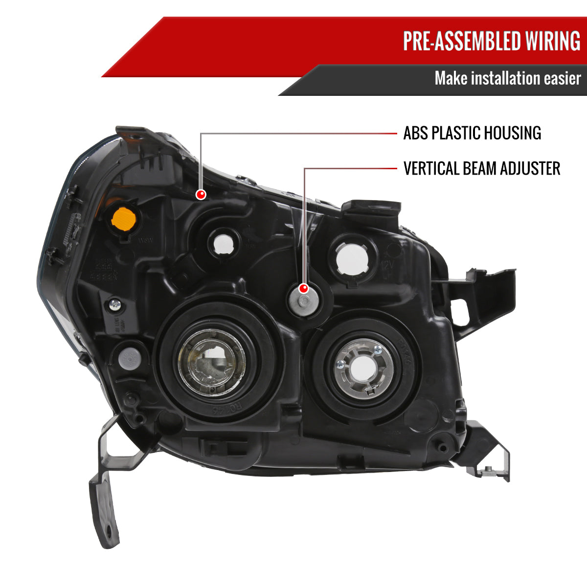 2006-2008 Honda Pilot Projector Style Headlights (Chrome Housing/Clear Lens)