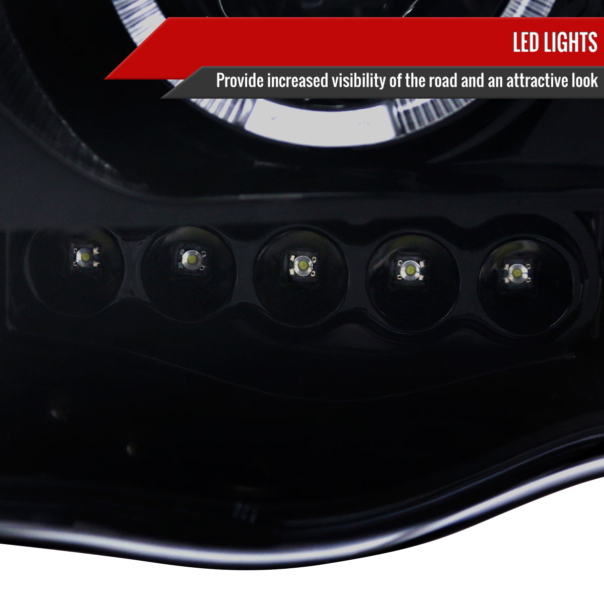 2002-2005 Dodge RAM 1500/ 2003-2005 RAM 2500 3500 Dual Halo Projector Headlights (Glossy Black Housing/Smoked Lens)