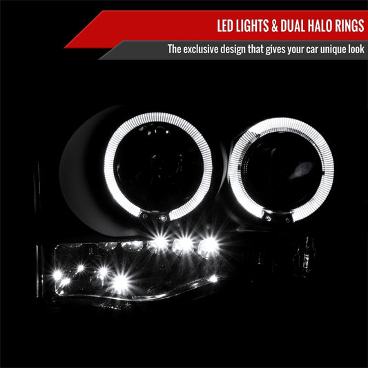 2002-2005 Dodge RAM 1500/ 2003-2005 RAM 2500 3500 Dual Halo Projector Headlights (Matte Black Housing/Clear Lens)
