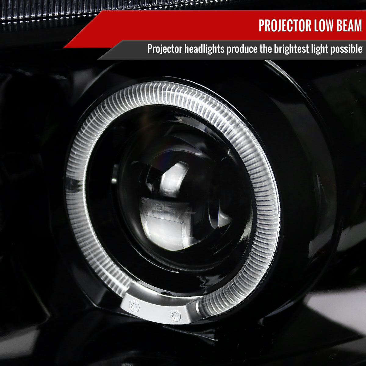 2006-2008 Dodge RAM 1500/ 2006-2009 RAM 2500 3500 Dual Halo Projector Headlights (Jet Black Housing/Clear Lens)