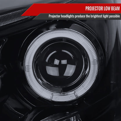 2006-2008 Dodge RAM 1500/ 2006-2009 RAM 2500 3500 Dual Halo Projector Headlights (Glossy Black Housing/Smoked Lens)