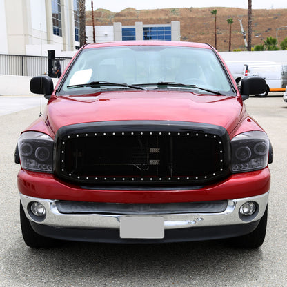 2006-2008 Dodge RAM 1500/ 2006-2009 RAM 2500 3500 Dual Halo Projector Headlights (Glossy Black Housing/Smoked Lens)