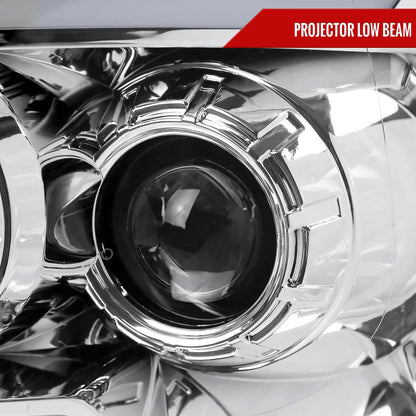 2009-2018 Dodge RAM 1500 / 2019-2021 RAM Classic / 2010-2018 RAM 2500 3500 Switchback Sequential LED C-Bar Projector Headlights (Chrome Housing/Clear Lens)