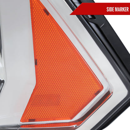 2009-2018 Dodge RAM 1500 / 2019-2021 RAM Classic / 2010-2018 RAM 2500 3500 Switchback Sequential LED C-Bar Projector Headlights (Chrome Housing/Clear Lens)