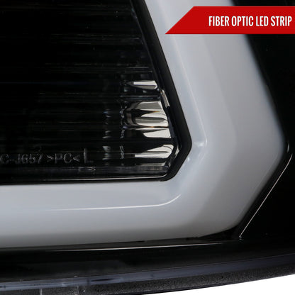 2009-2018 Dodge RAM 1500 / 2019-2021 RAM Classic / 2010-2018 RAM 2500 3500 LED C-Bar Projector Headlights (Jet Black Housing/Clear Lens)