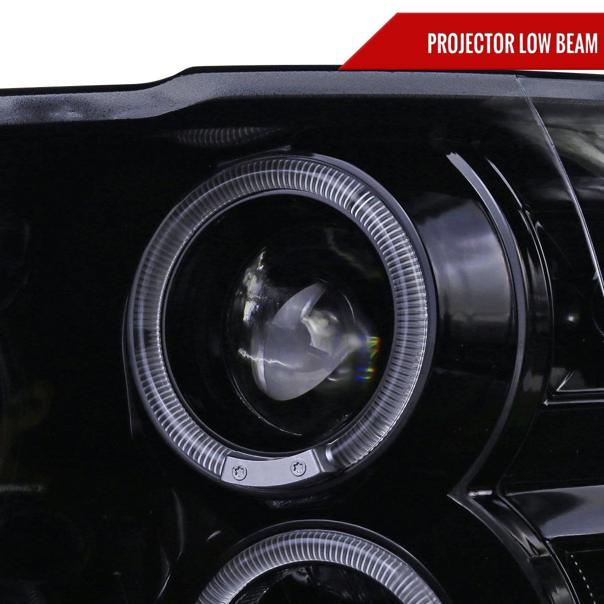 2009-2018 Dodge RAM 1500 / 2019-2021 RAM Classic / 2010-2018 RAM 2500 3500 Dual Halo Projector Headlights (Glossy Black Housing/Smoked Lens)