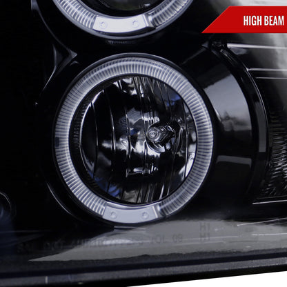 2009-2018 Dodge RAM 1500 / 2019-2021 RAM Classic / 2010-2018 RAM 2500 3500 Dual Halo Projector Headlights (Glossy Black Housing/Smoked Lens)