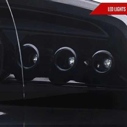 2009-2018 Dodge RAM 1500 / 2019-2021 RAM Classic / 2010-2018 RAM 2500 3500 Dual Halo Projector Headlights (Glossy Black Housing/Smoked Lens)