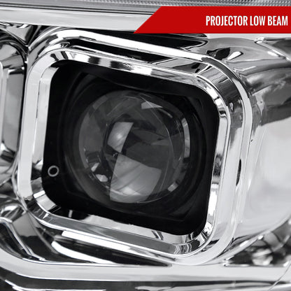 2009-2018 Dodge RAM 1500  / 2019-2021 RAM Classic / 2010-2018 RAM 2500 3500 Switchback Sequential Projector Headlights (Chrome Housing/Clear Lens)