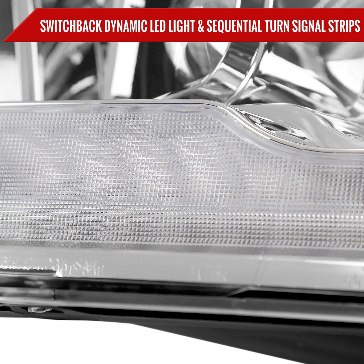 2009-2018 Dodge RAM 1500  / 2019-2021 RAM Classic / 2010-2018 RAM 2500 3500 Switchback Sequential Projector Headlights (Chrome Housing/Clear Lens)