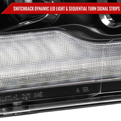 2009-2018 Dodge RAM 1500  / 2019-2021 RAM Classic / 2010-2018 RAM 2500 3500 Switchback Sequential Projector Headlights (Matte Black Housing/Clear Lens)