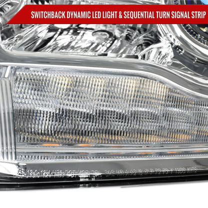 2013-2018 Ram 1500 2500 3500 Sequential LED Bar Signal Projector Headlights (Chrome Housing/Clear Lens)