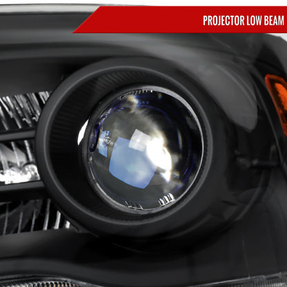 2013-2018 Ram 1500 2500 3500 Sequential LED Bar Signal Projector Headlights (Matte Black Housing/Clear Lens)