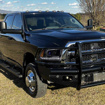 2013-2018 Ram 1500 2500 3500 Sequential LED Bar Signal Projector Headlights (Matte Black Housing/Clear Lens)