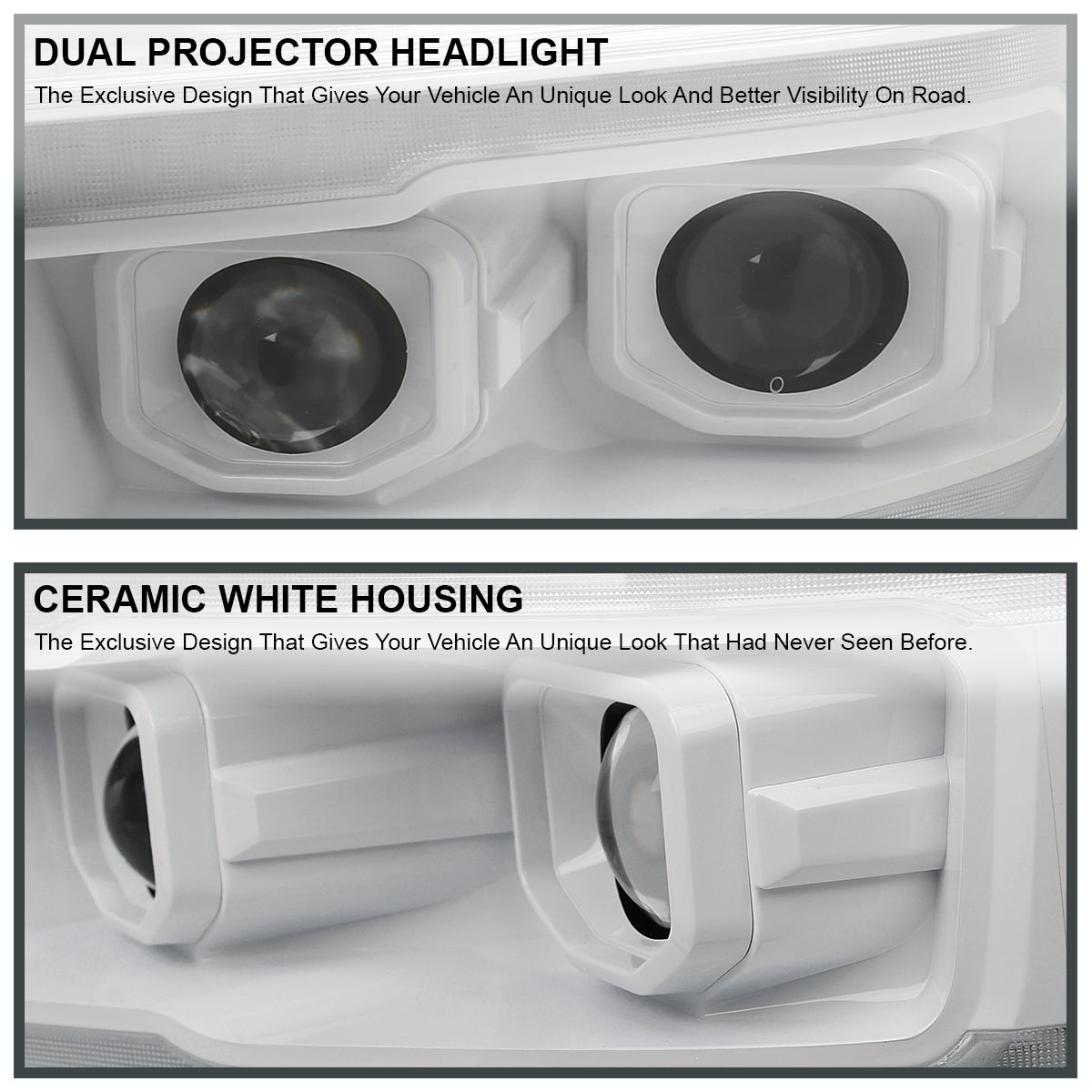 2019-2024 Dodge RAM 1500 Switchback Sequential LED Turn Signal Projector Headlights (White Housing/Clear Lens)