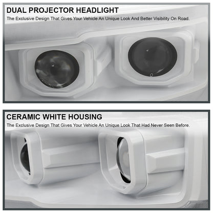 2019-2024 Dodge RAM 1500 Switchback Sequential LED Turn Signal Projector Headlights (White Housing/Clear Lens)