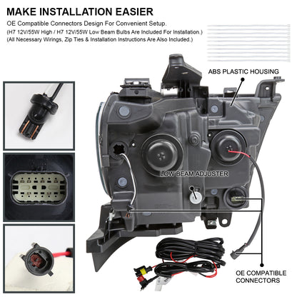 2019-2024 Dodge RAM 1500 Switchback Sequential LED Turn Signal Projector Headlights (White Housing/Clear Lens)
