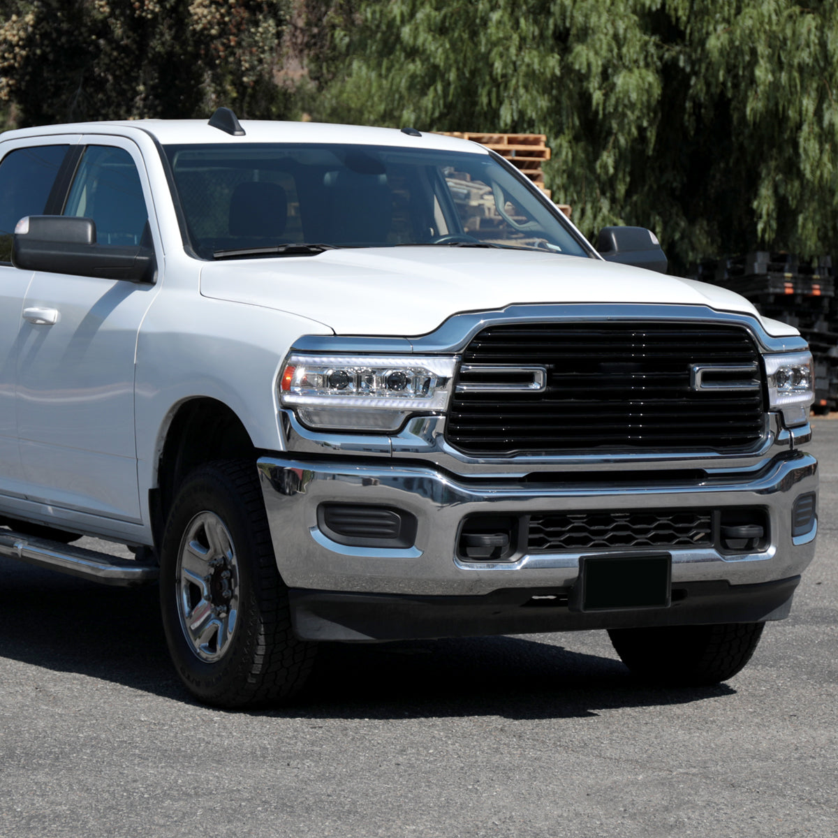 2019-2024 Dodge RAM 2500/3500/4500/5500 Switchback Sequential LED Turn Signal Projector Headlights (Chrome Housing/Clear Lens)