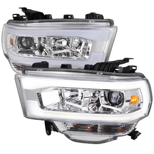 2019-2024 Dodge RAM 2500/3500/4500/5500 LED Tube Projector Headlights (Chrome Housing/Clear Lens)