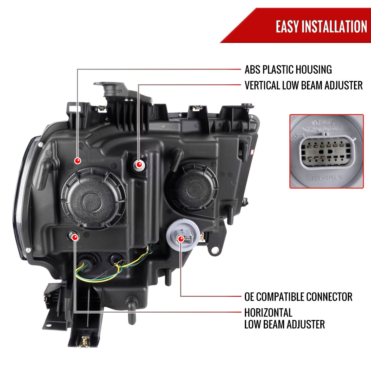 2019-2024 Dodge RAM 2500/3500/4500/5500 LED Tube Projector Headlights (Glossy Black Housing/Smoked Lens)