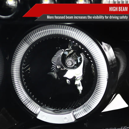 1994-2001 Dodge RAM 1500 2500 3500 Dual Halo Projector Headlights (Jet Black Housing/Clear Lens)