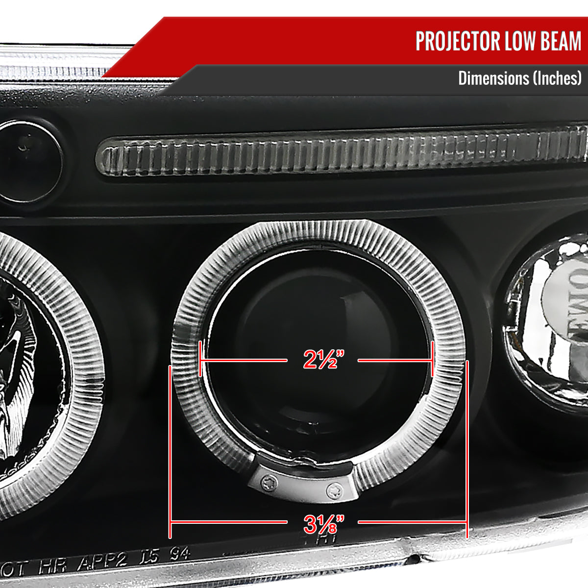 1994-2001 Dodge RAM Dual Halo Projector Headlights (Matte Black Housing/Clear Lens)