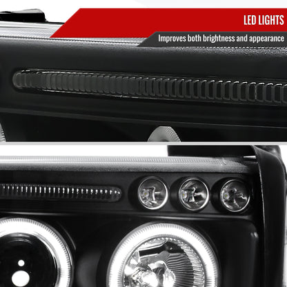 1994-2001 Dodge RAM Dual Halo Projector Headlights (Matte Black Housing/Clear Lens)