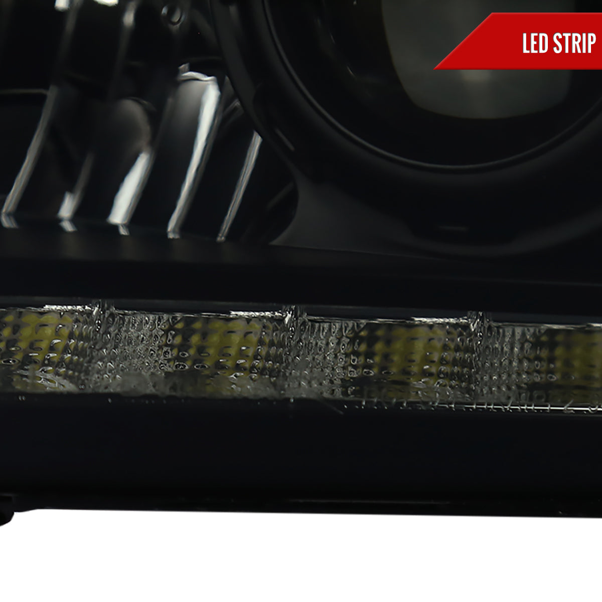 1994-2001 Dodge RAM 1500/ 1994-2002 RAM 2500 3500 Projector Headlights w/ SMD LED Light Strip (Black Housing/Smoked Lens)