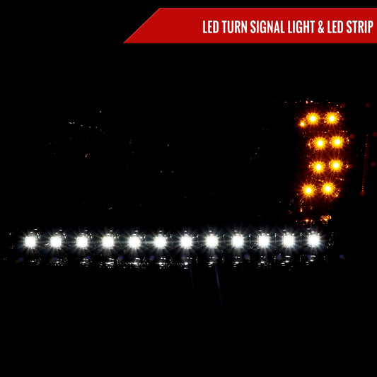 2001-2011 Ford Ranger Projector Headlights w/ LED Light Strip & LED Turn Signal Lights (Glossy Black Housing/Smoked Lens)