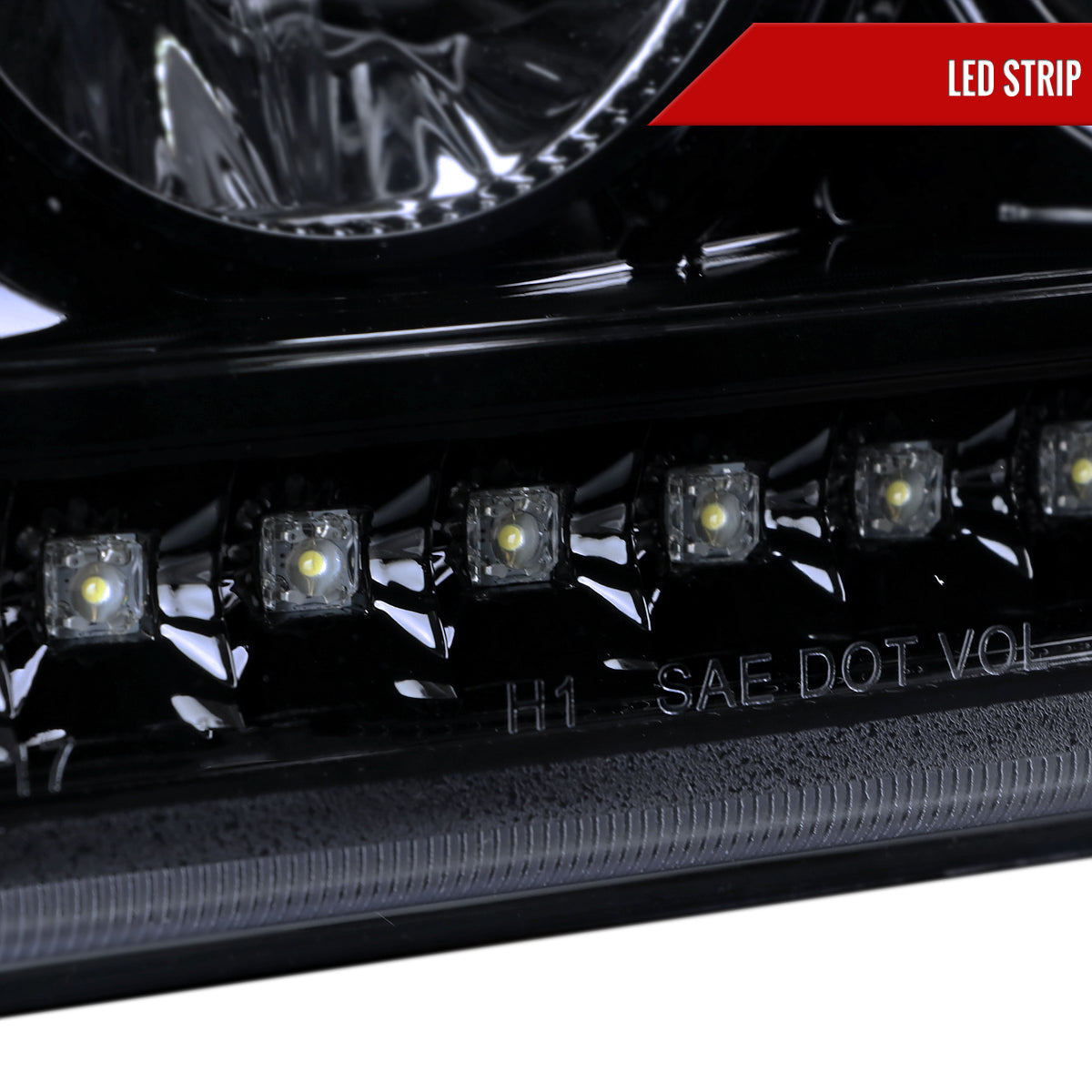 2001-2011 Ford Ranger Projector Headlights w/ LED Light Strip & LED Turn Signal Lights (Glossy Black Housing/Smoked Lens)